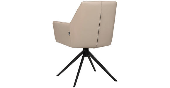 ARMLEHNSTUHL in Eisen Echtleder pigmentiert - Taupe/Schwarz, Design, Leder/Metall (60/87,5/63,5cm) - Novel