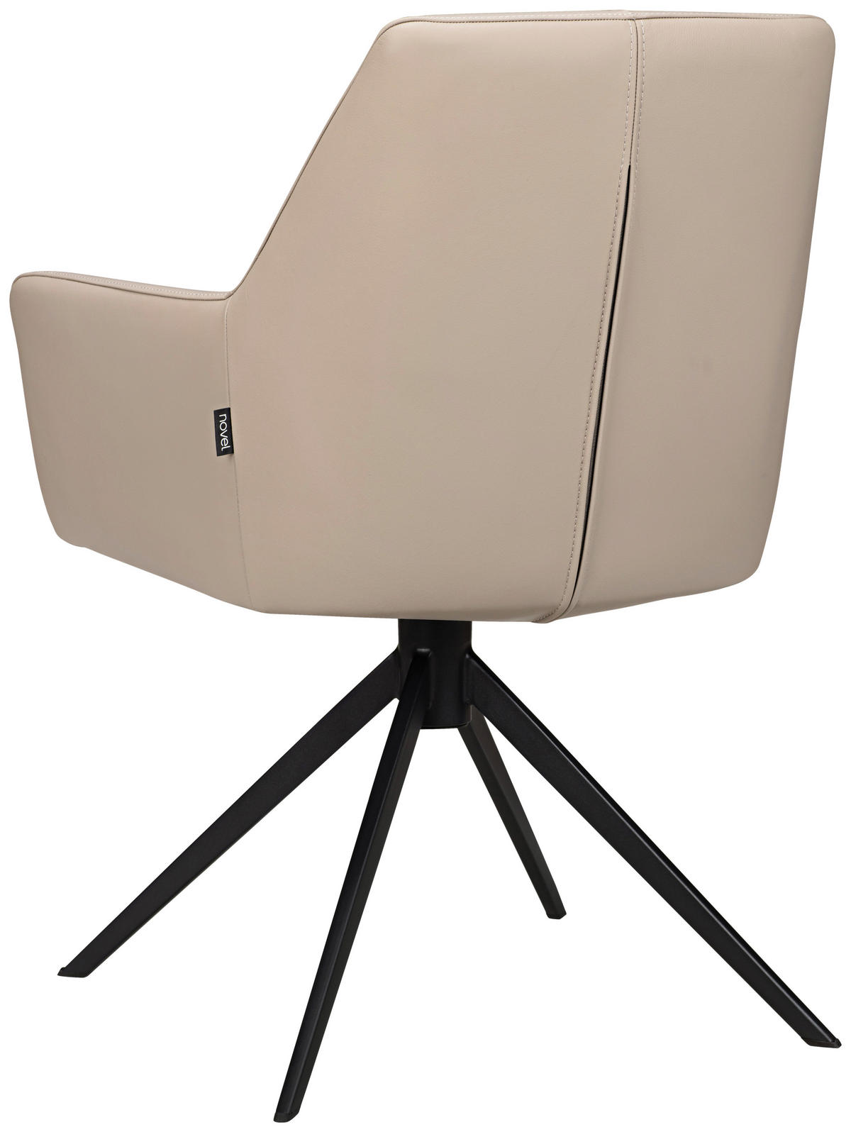 ARMLEHNSTUHL  in Eisen Echtleder pigmentiert  - Taupe/Schwarz, Design, Leder/Metall (60/87,5/63,5cm) - Novel