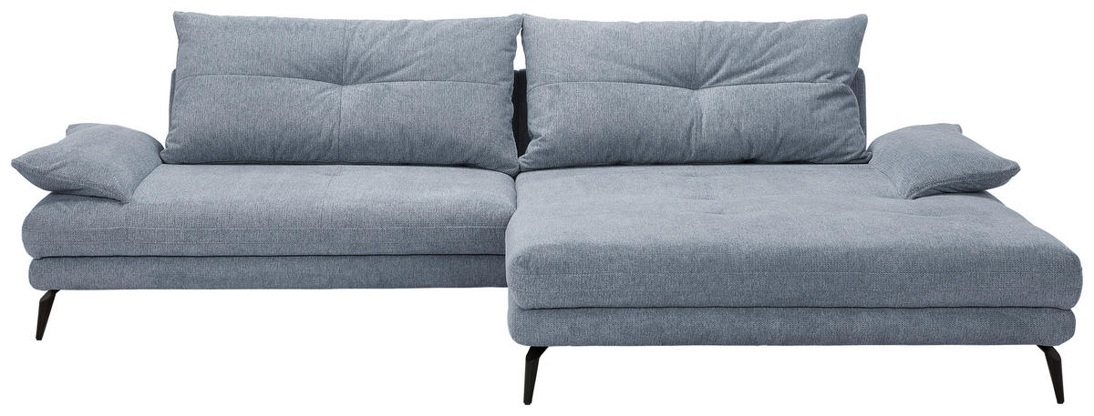 HÖRNSOFFA i flatväv blå  - blå/svart, Klassisk, metall/textil (294/176cm) - MID.YOU