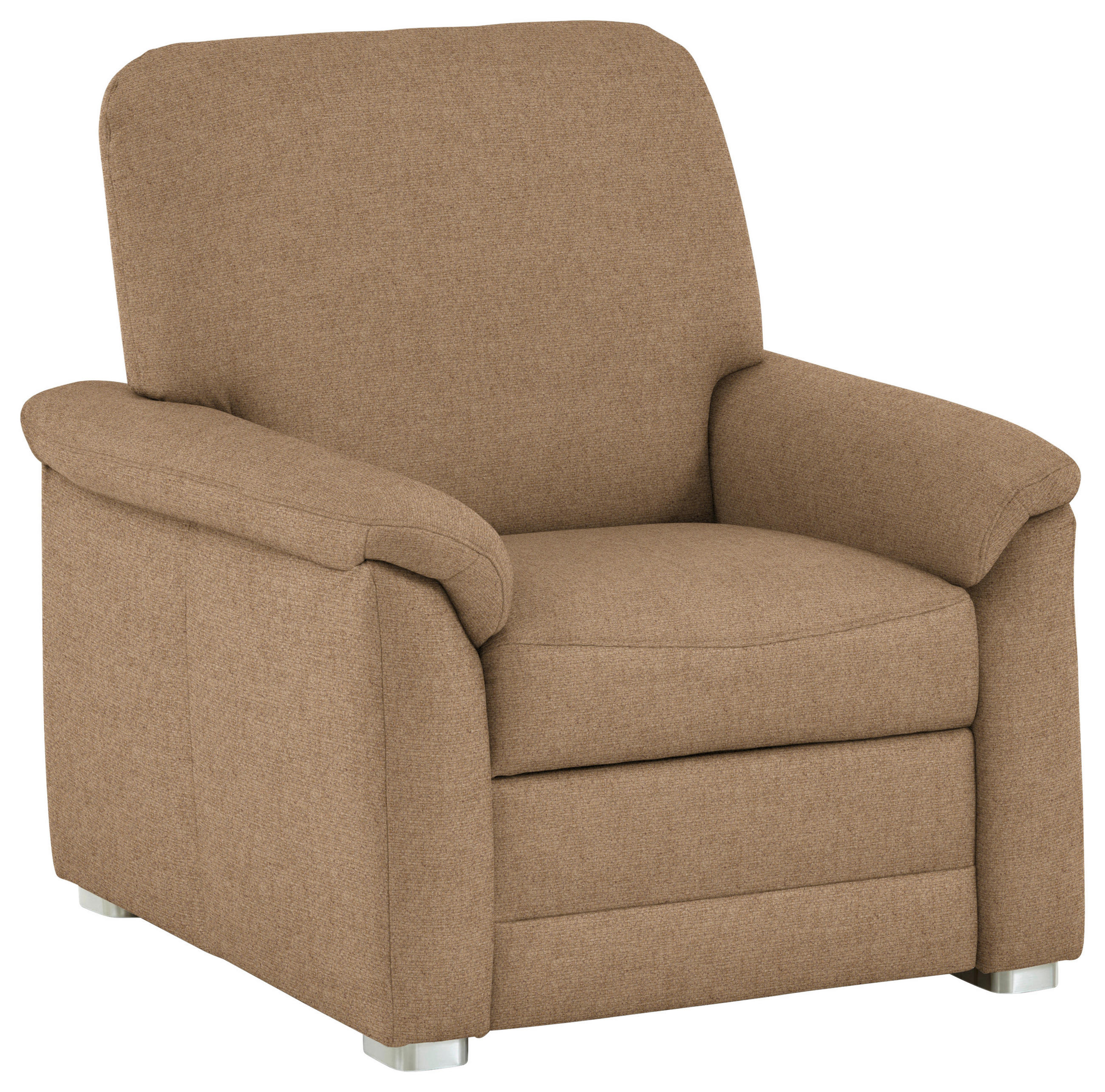 SESSEL Chenille Altrosa, Hellbraun  - Hellbraun/Alufarben, Konventionell, Textil/Metall (88/96/89cm) - Beldomo Comfort