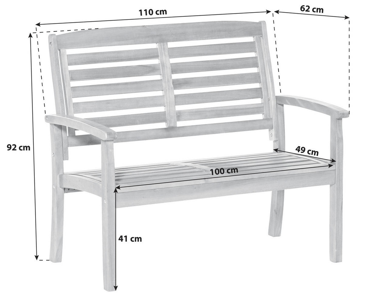 GARTENBANK 110/92/62 cm Akazie   - Akaziefarben, ROMANTIK / LANDHAUS, Holz (110/92/62cm) - Gardenson