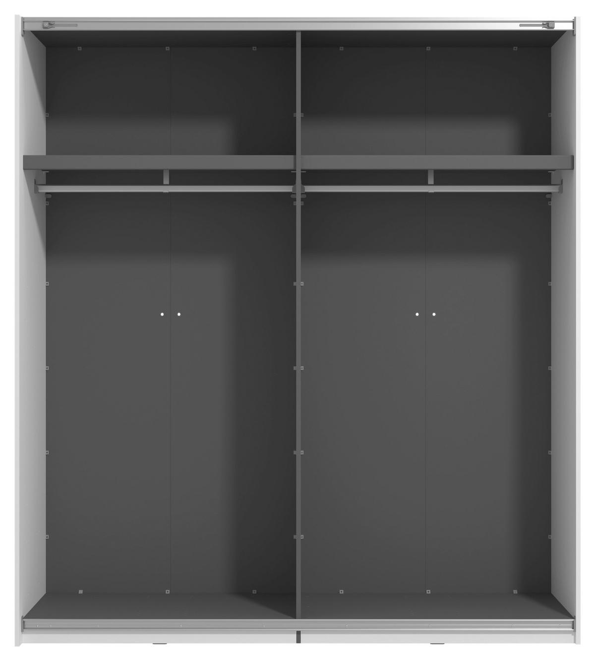 SKRIŇA S POS. DVER. – HOR.VED, biela, 195/217,5/61 cm - čierna/biela, Basics, kov/kompozitné drevo (195/217,5/61cm) - Xora