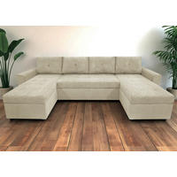 WOHNLANDSCHAFT Beige Cord  - Beige/Schwarz, Design, Kunststoff/Textil (155/294/155cm) - MID.YOU