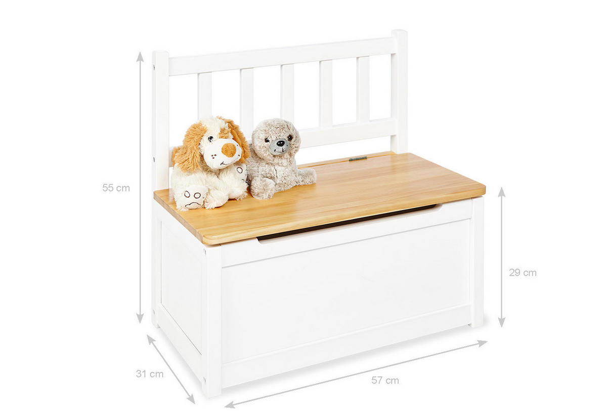 KINDERSITZBANK - Weiß Hochglanz/Naturfarben, Basics, Holz (57/31cm) - Pinolino
