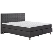 BOXSPRINGBETT Flachgewebe 180/200 cm INKL. Matratze, Topper - Anthrazit/Alufarben, Design, Textil/Metall (180/200cm) - Carryhome