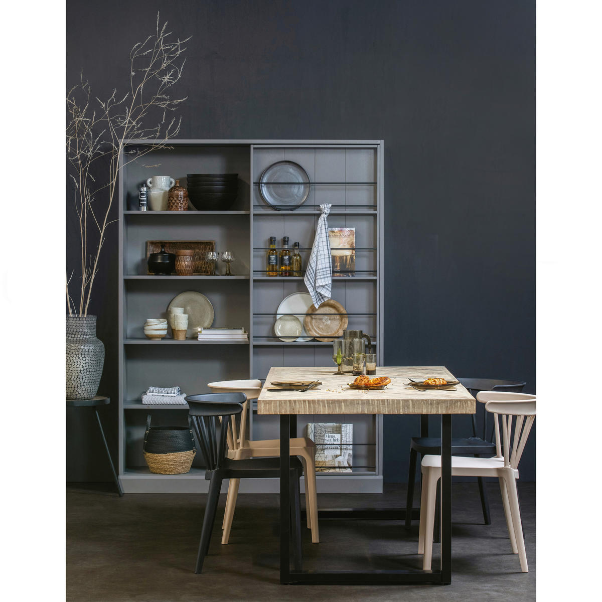 ESSTISCH Mangoholz massiv rechteckig Eichefarben  - Eichefarben/Schwarz, Design, Holz/Metall (200/90/75cm) - Livetastic