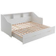 AUSZIEHBETT 90-180/200 cm  in Weiß  - Buchefarben/Weiß, KONVENTIONELL, Holzwerkstoff (90-180/200cm) - Carryhome
