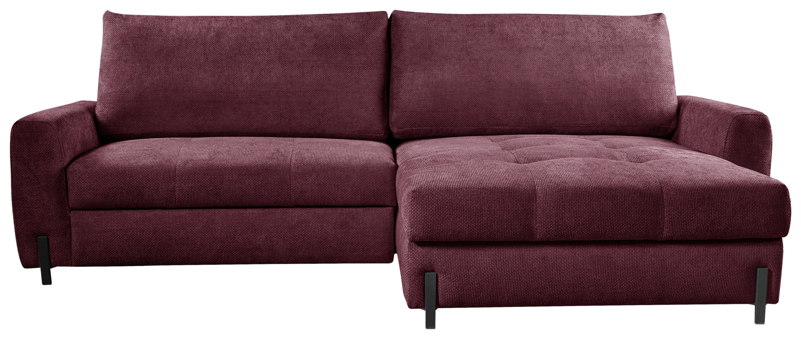 ECKSOFA in Struktur Bordeaux  265/162 cm  - Bordeaux/Schwarz, Design, Textil/Metall (265/162cm) - MID.YOU