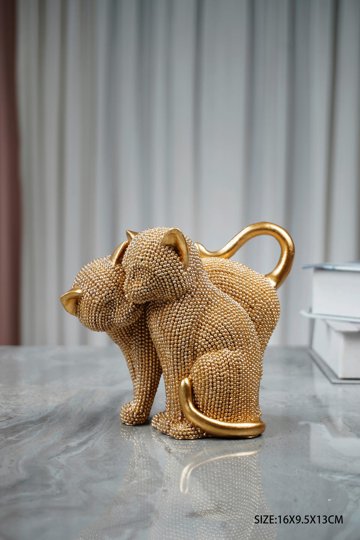 DEKOR ÁLLATFIGURA - aranyszínű/ezüstszínű, Basics, műanyag (16/9,5/13cm)