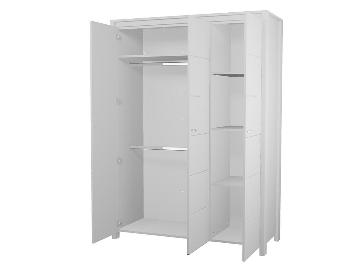 BABYKLEIDERSCHRANK Julija Weiß  - Alufarben/Weiß, Trend, Holzwerkstoff/Metall (135/188/55cm) - My Baby Lou