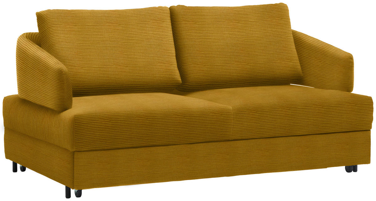 SCHLAFSOFA in Textil Currygelb  - Currygelb/Schwarz, Design, Textil/Metall (172/76-89/112-120cm) - Bali