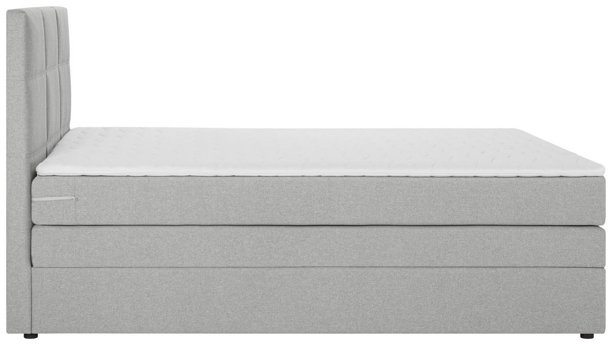 BOXSPRINGBETT 90/200 cm  in Hellgrau  - Hellgrau/Schwarz, Design, Kunststoff/Textil (90/200cm) - Welnova