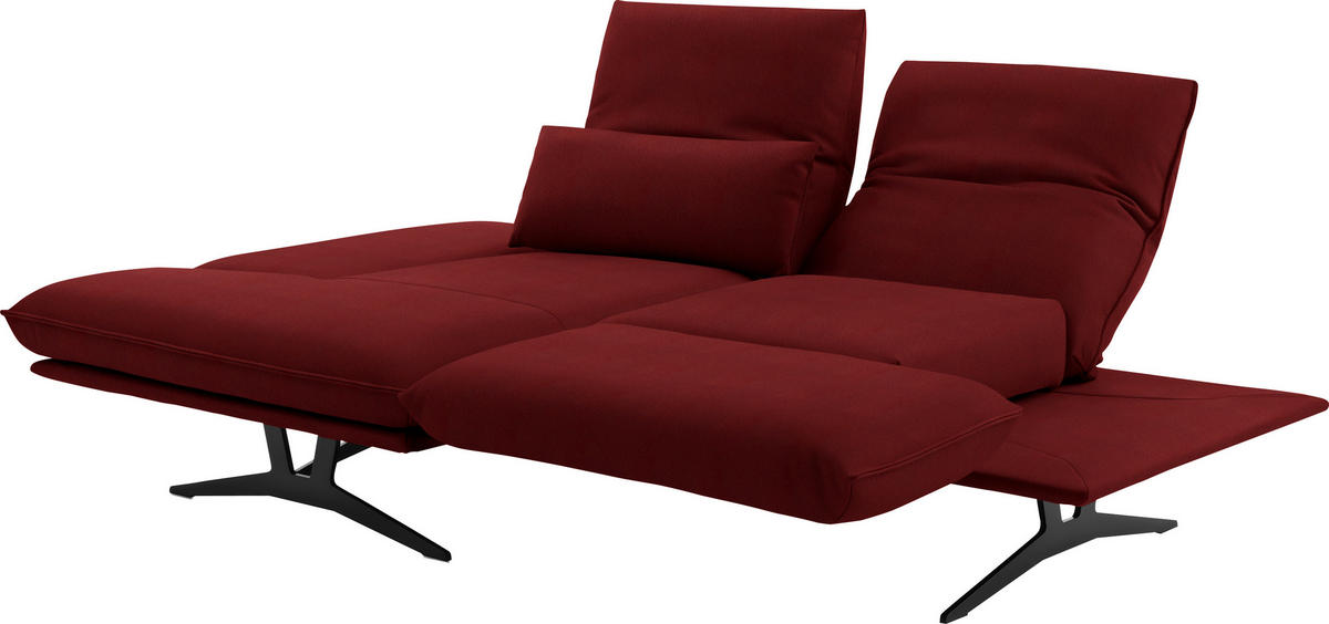 ECKSOFA in Echtleder Rot  - Gelb/Rot, Design, Leder/Metall (130/210cm) - Dieter Knoll