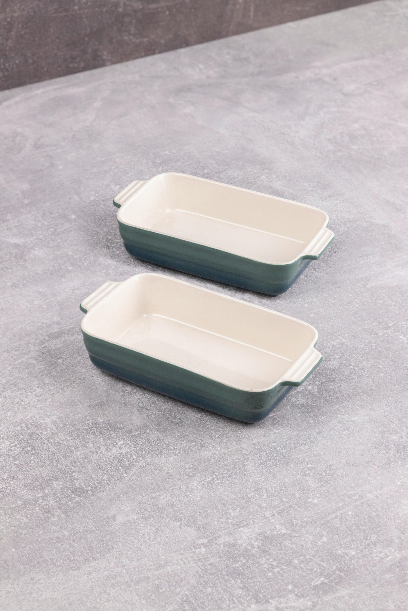 AUFLAUFFORMENSET Keramik Steingut 2-teilig  - Beige/Grün, Basics, Keramik