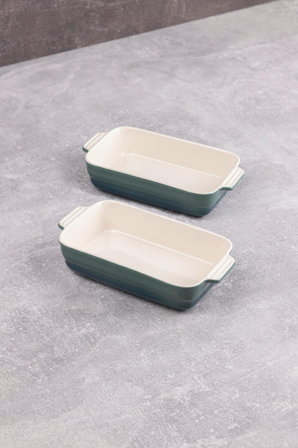 AUFLAUFFORMENSET Keramik Steingut 2-teilig  - Beige/Grün, Basics, Keramik