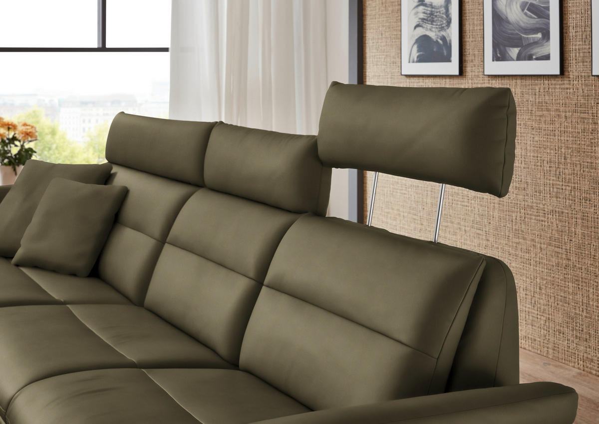 ECKSOFA in Echtleder Olivgrün  - Schwarz/Olivgrün, Design, Leder/Metall (169/298cm) - Dieter Knoll