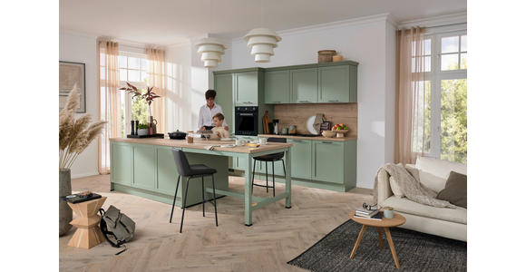 EINBAUKÜCHE   - Eukalyptusholzfarben/Grün, Design, Holzwerkstoff - Novel