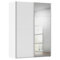 SCHWEBETÜRENSCHRANK 162/223/68 cm 2-türig Weiß  - Alufarben/Weiß, Basics, Glas/Holzwerkstoff (162/223/68cm) - Novel