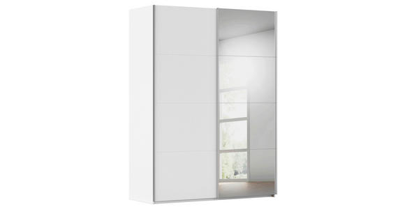 SCHWEBETÜRENSCHRANK 162/223/68 cm 2-türig Weiß  - Alufarben/Weiß, Basics, Glas/Holzwerkstoff (162/223/68cm) - Novel