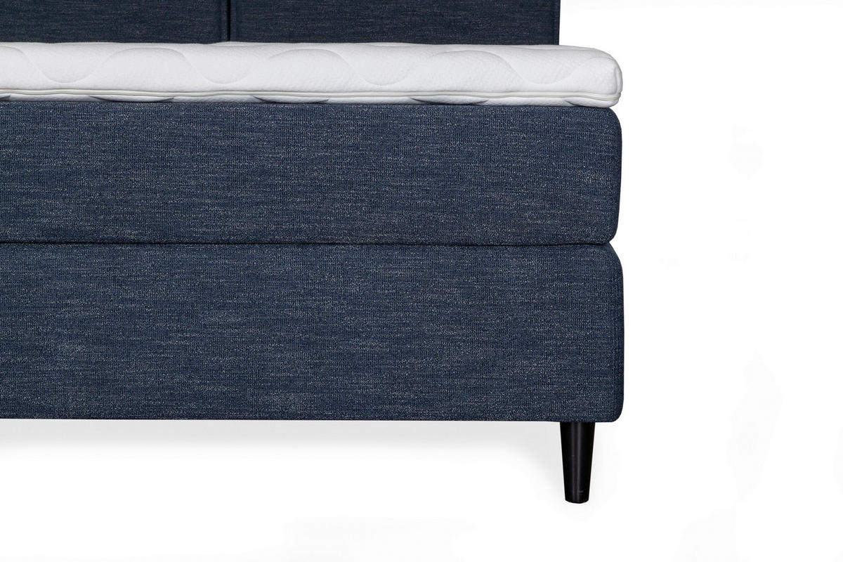 KONTINENTALSÄNG 180/200 cm  i mörkblå  - svart/mörkblå, Design, metall/trä (180/200cm) - Elegando