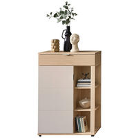KOMODA, barvy dubu, kašmírová, 80/119/38 cm - barvy stříbra/černá, Basics, kov/kompozitní dřevo (80/119/38cm) - Stylife