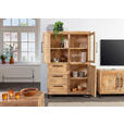 HIGHBOARD  95/145/40 cm 3 Schublade(n)  - Schwarz/Naturfarben, Design, Glas/Holz (95/145/40cm) - Landscape