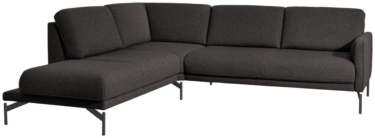 ECKSOFA in Flachgewebe, Struktur Graubraun  - Anthrazit/Graubraun, Design, Textil/Metall (230/254cm) - Johann Jakob