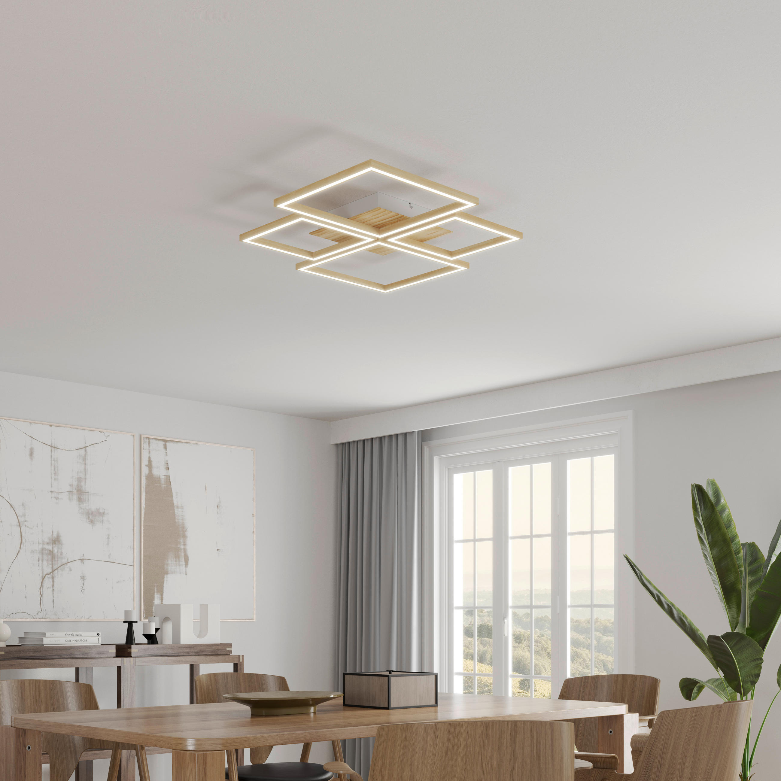 LED-DECKENLEUCHTE 53 W    75,5/75,5/5 cm  - Weiss, Lifestyle, Holz/Metall (75,5/75,5/5cm) - Novel