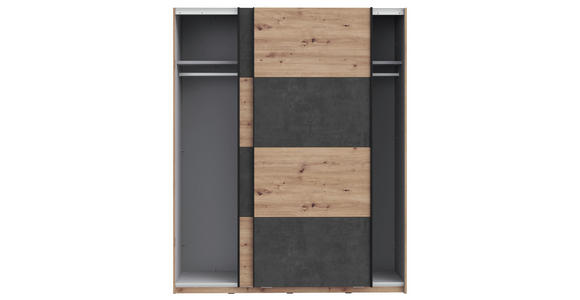 SCHWEBETÜRENSCHRANK in Dunkelgrau, Eiche Artisan - Dunkelgrau/Schwarz, Design, Holzwerkstoff/Metall (170/210/61cm) - Carryhome