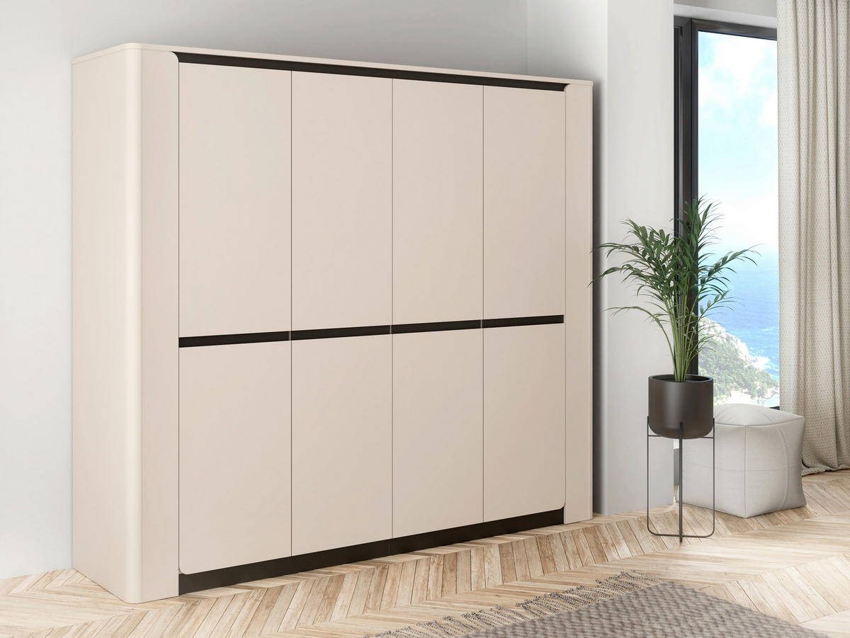 Dulap Cu Uși Rotative, 240/213,6/62,7 cm, negru, nisipiu - nisipiu/negru, Basics, plastic/metal (240/213,6/62,7cm) - Hom`in