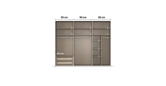 SCHWEBETÜRENSCHRANK 271/223/68 cm 3-türig Grau - Schwarz/Grau, KONVENTIONELL, Glas/Holzwerkstoff (271/223/68cm) - Novel