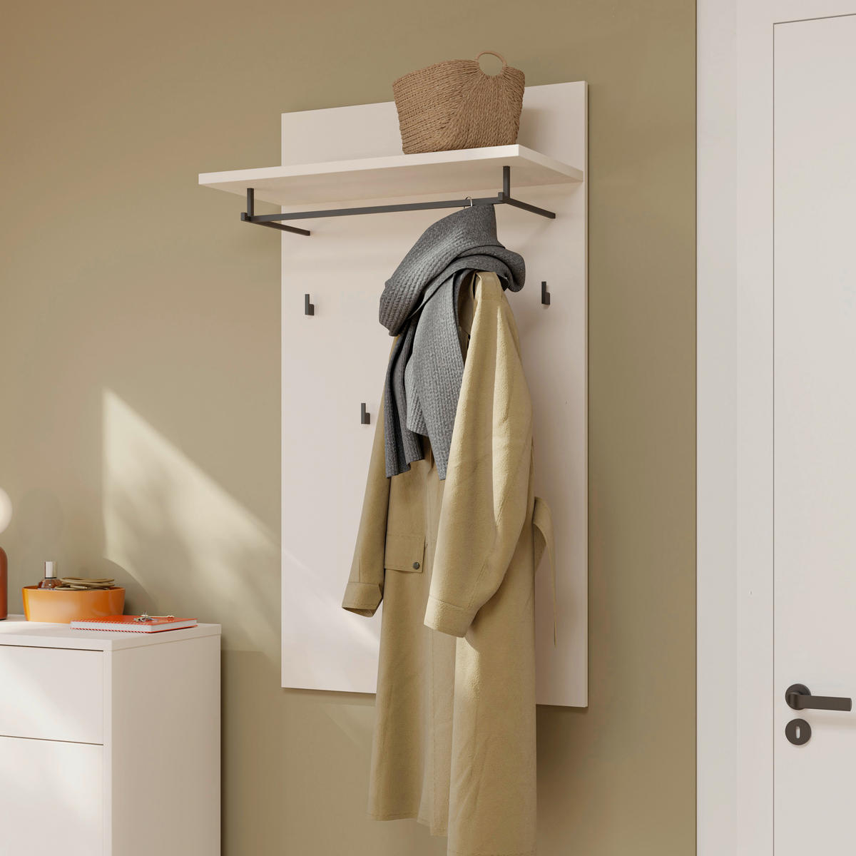 GARDEROBENPANEEL  in 74/127/30,7 cm  - Sandfarben/Grau, MODERN, Holzwerkstoff/Metall (74/127/30,7cm) - Carryhome