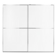 SCHWEBETÜRENSCHRANK in Weiß - Chromfarben/Weiß, Design, Glas/Holzwerkstoff (240/223/69cm) - Visionight