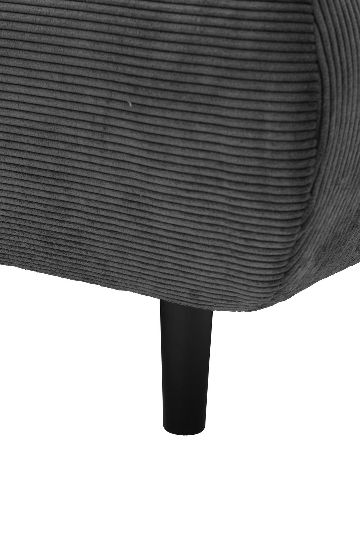 ECKSOFA Ottomane links, Eckteil  Anthrazit Feincord  - Anthrazit/Schwarz, Design, Holz/Textil (215/288cm) - Pure Home Lifestyle