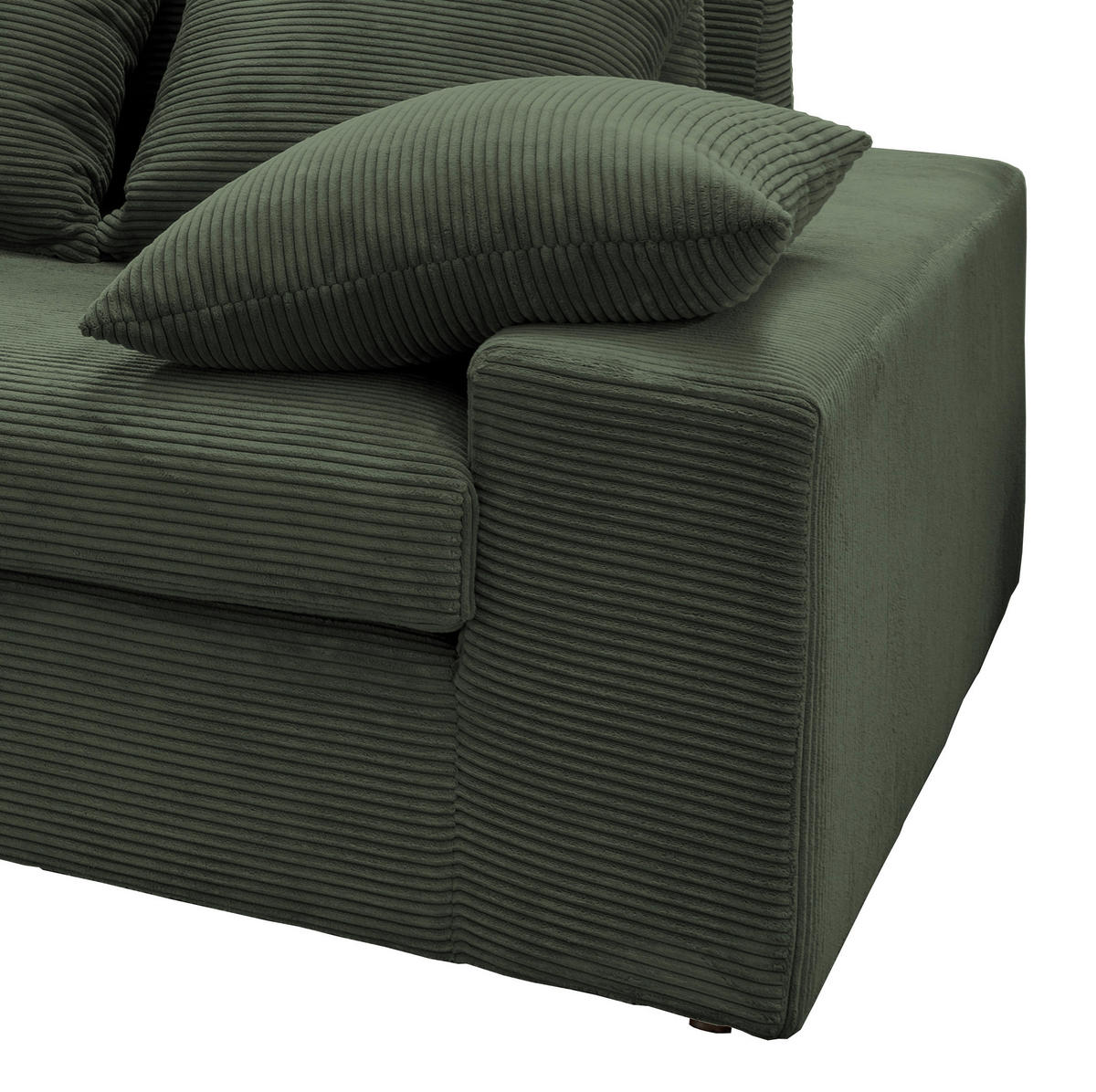 ECKSOFA in Cord Grün  - Schwarz/Grün, Modern, Kunststoff/Textil (200/278cm) - Livetastic