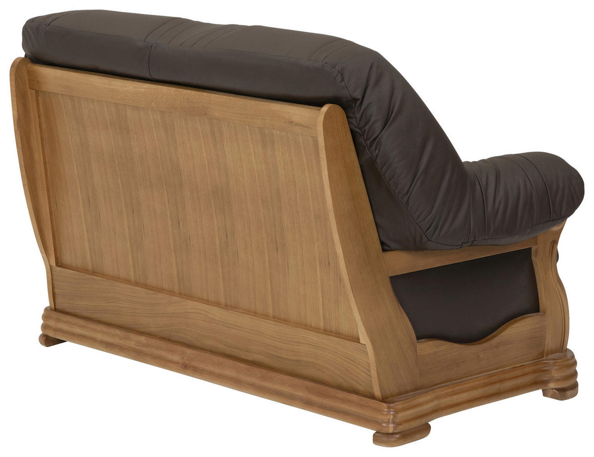 2-SITZER-SOFA in Echtleder Braun  - Eichefarben/Braun, Konventionell, Leder/Holz (144/95/94cm) - Max Winzer