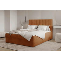 BOXBETT 160/200 cm,  in Terracotta, Bettkasten, Topper, H2 + H3 = mittel + fest  - Terracotta/Schwarz, MODERN, Holz/Kunststoff (160/200cm) - MID.YOU