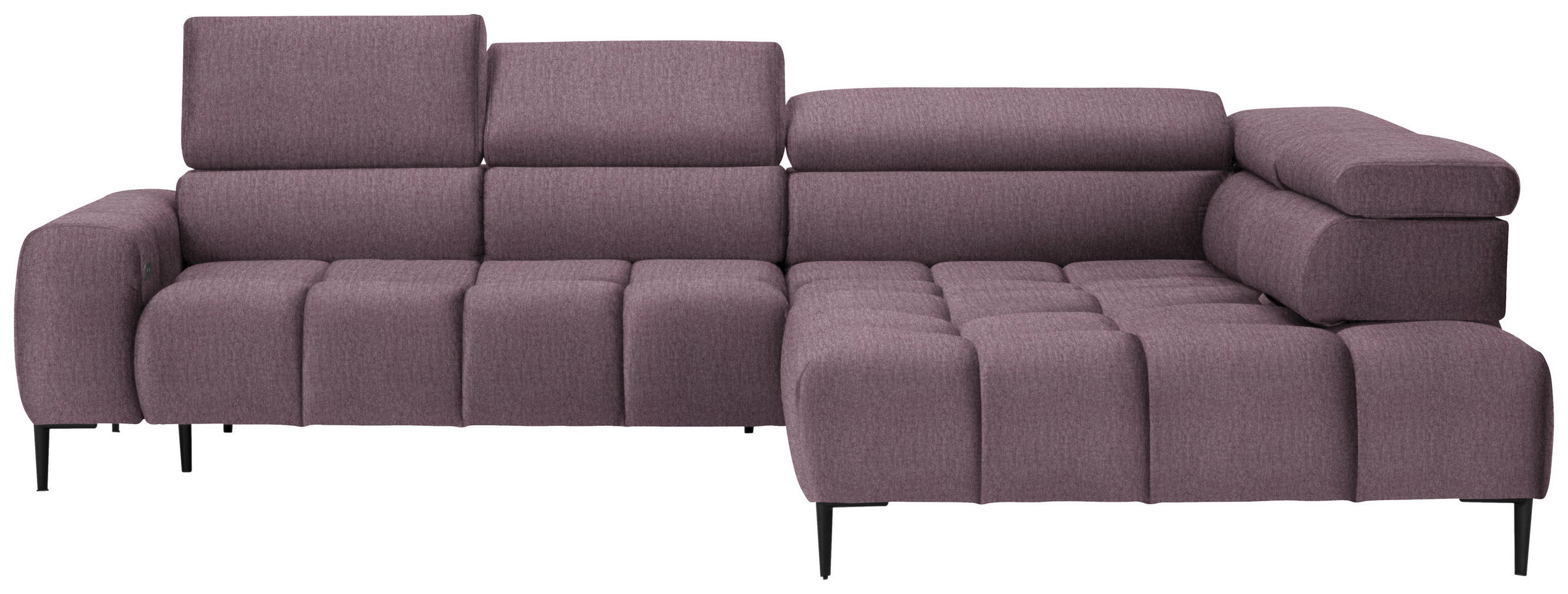 ECKSOFA in Samt, Webstoff Flieder  - Flieder/Schwarz, Design, Textil/Metall (300/216cm) - Welnova