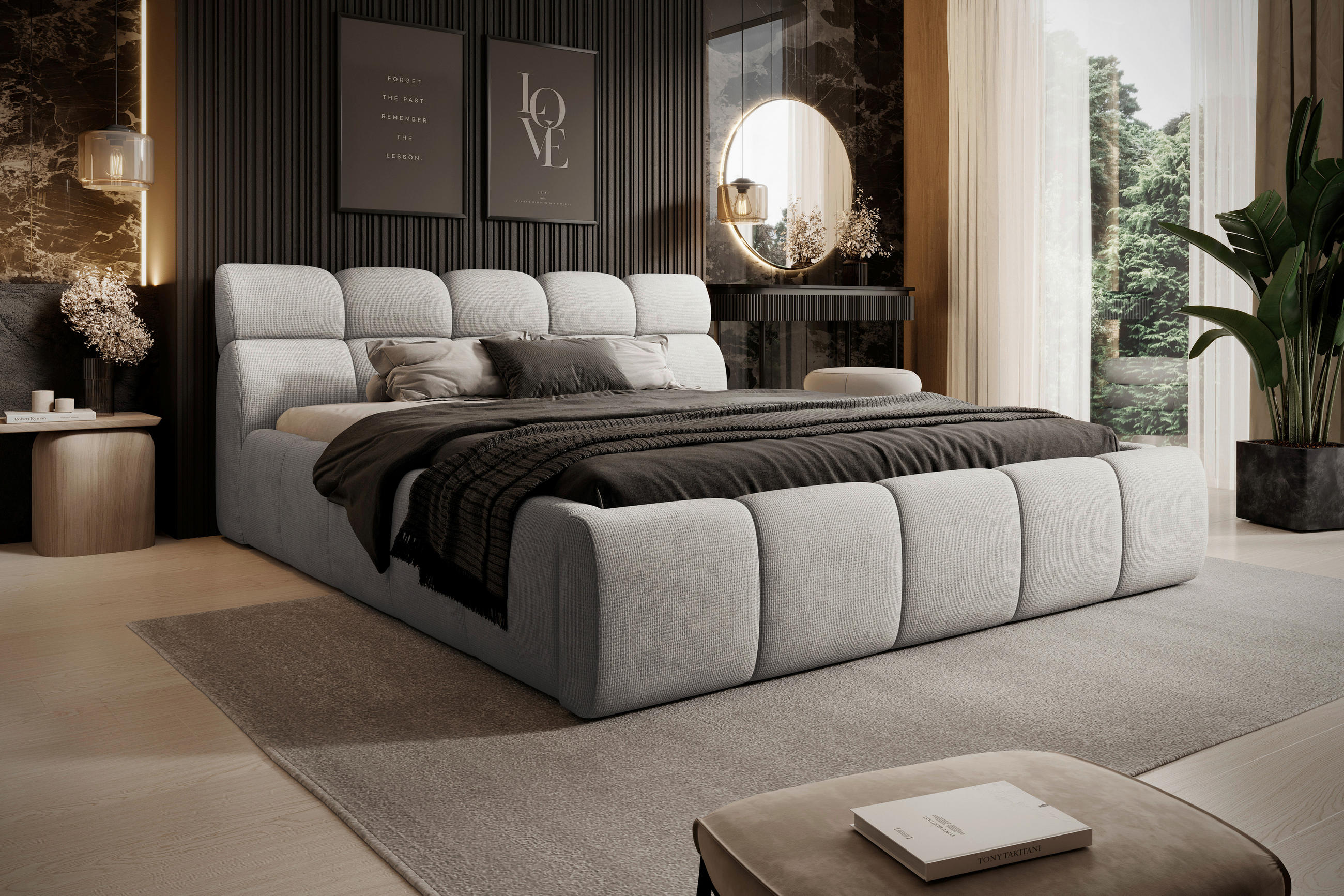 POLSTERBETT 180/200 cm,  in Beige,  - Beige/Schwarz, Design, Kunststoff/Textil (180/200cm) - Esposa