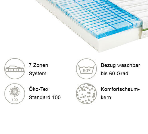 KOMFORTSCHAUMMATRATZE 200/200 cm Höhe ca. 20 cm  - Weiß, Basics, Textil (200/200cm) - Valnatura