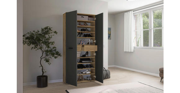 SCHUHSCHRANK 90/195/35 cm  - Anthrazit/Silberfarben, Basics, Holzwerkstoff/Kunststoff (90/195/35cm) - Xora
