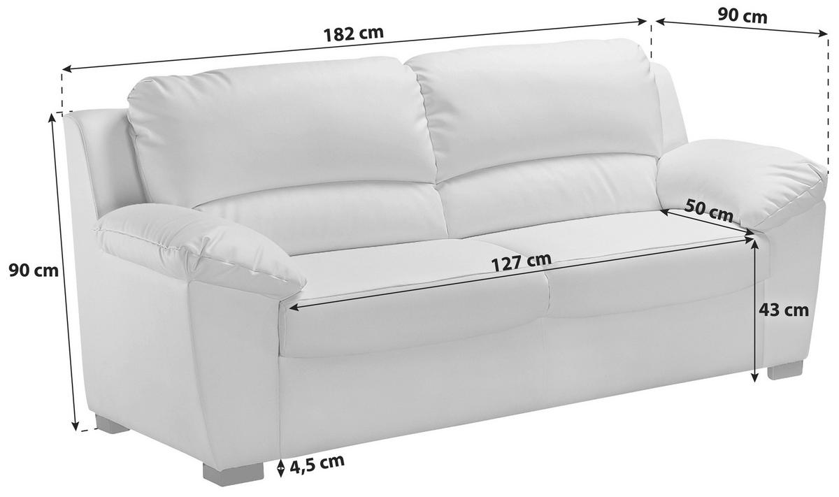3-SITZER-SOFA Lederlook Beige  - Beige/Schwarz, KONVENTIONELL, Kunststoff/Textil (182/90/90cm) - MID.YOU