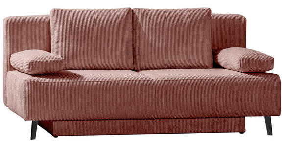 SCHLAFSOFA Spicy in Cord Rosa  - Schwarz/Rosa, MODERN, Textil/Metall (193/85/88cm) - Novel