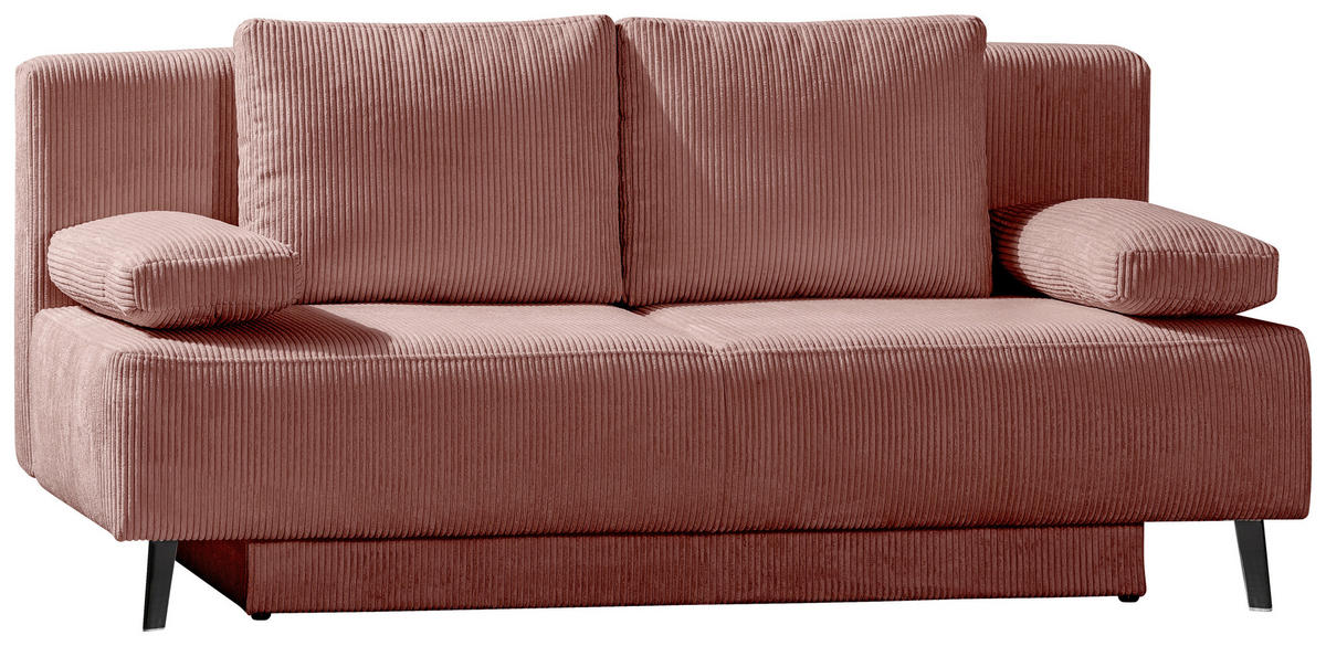 KANAPÉÁGY textil rózsaszín  - fekete/rózsaszín, Modern, textil/fém (193/85/88cm) - Novel