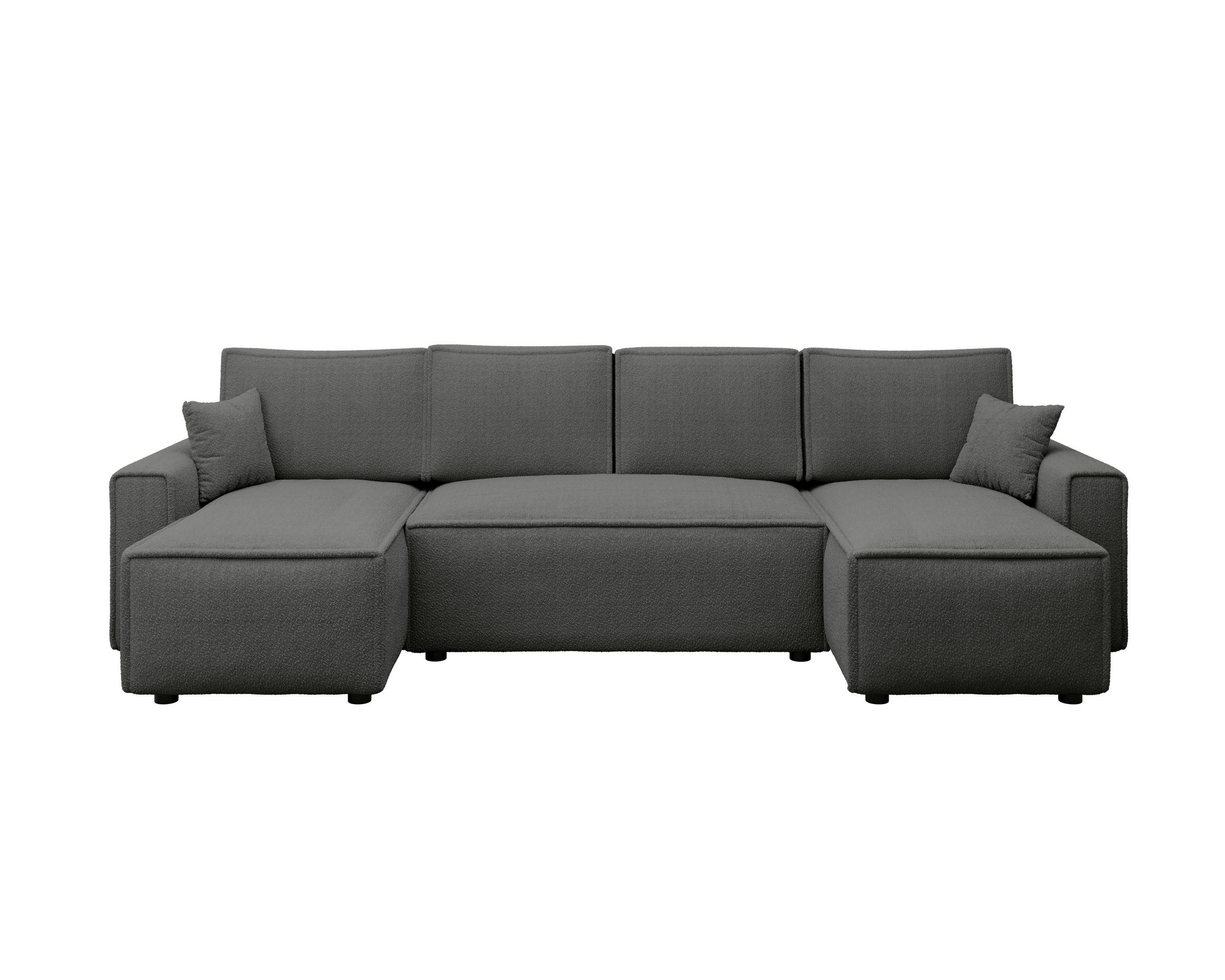WOHNLANDSCHAFT Dunkelgrau Bouclé  - Dunkelgrau/Schwarz, MODERN, Kunststoff/Textil (140/305/140cm) - Carryhome