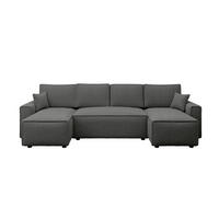 WOHNLANDSCHAFT Dunkelgrau Bouclé  - Dunkelgrau/Schwarz, MODERN, Kunststoff/Textil (140/305/140cm) - Carryhome