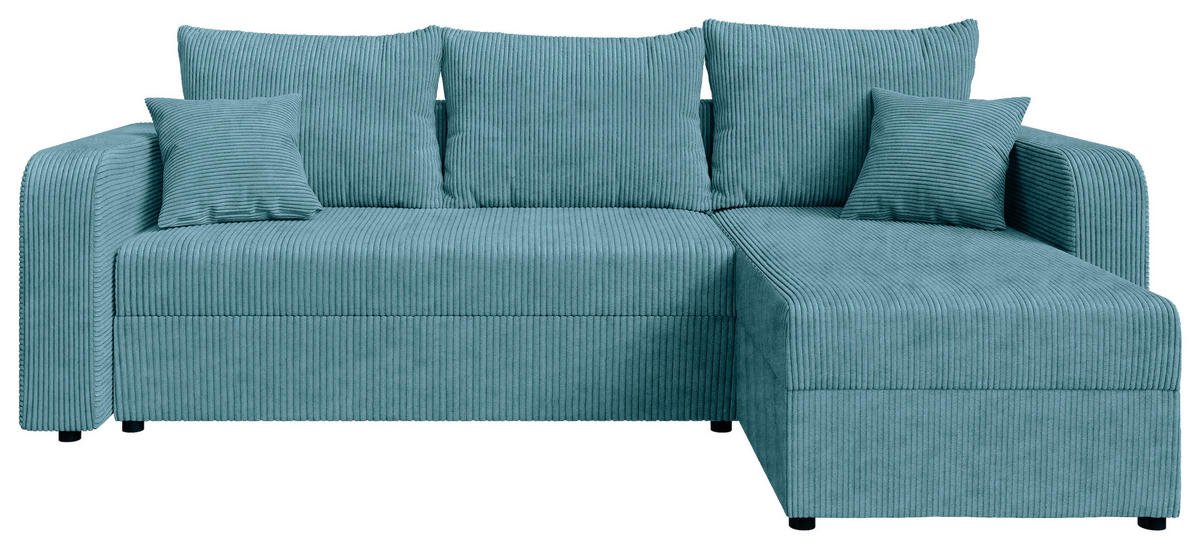 ECKSOFA Türkis Cord  - Türkis/Schwarz, KONVENTIONELL, Kunststoff/Textil (140/240cm) - Carryhome