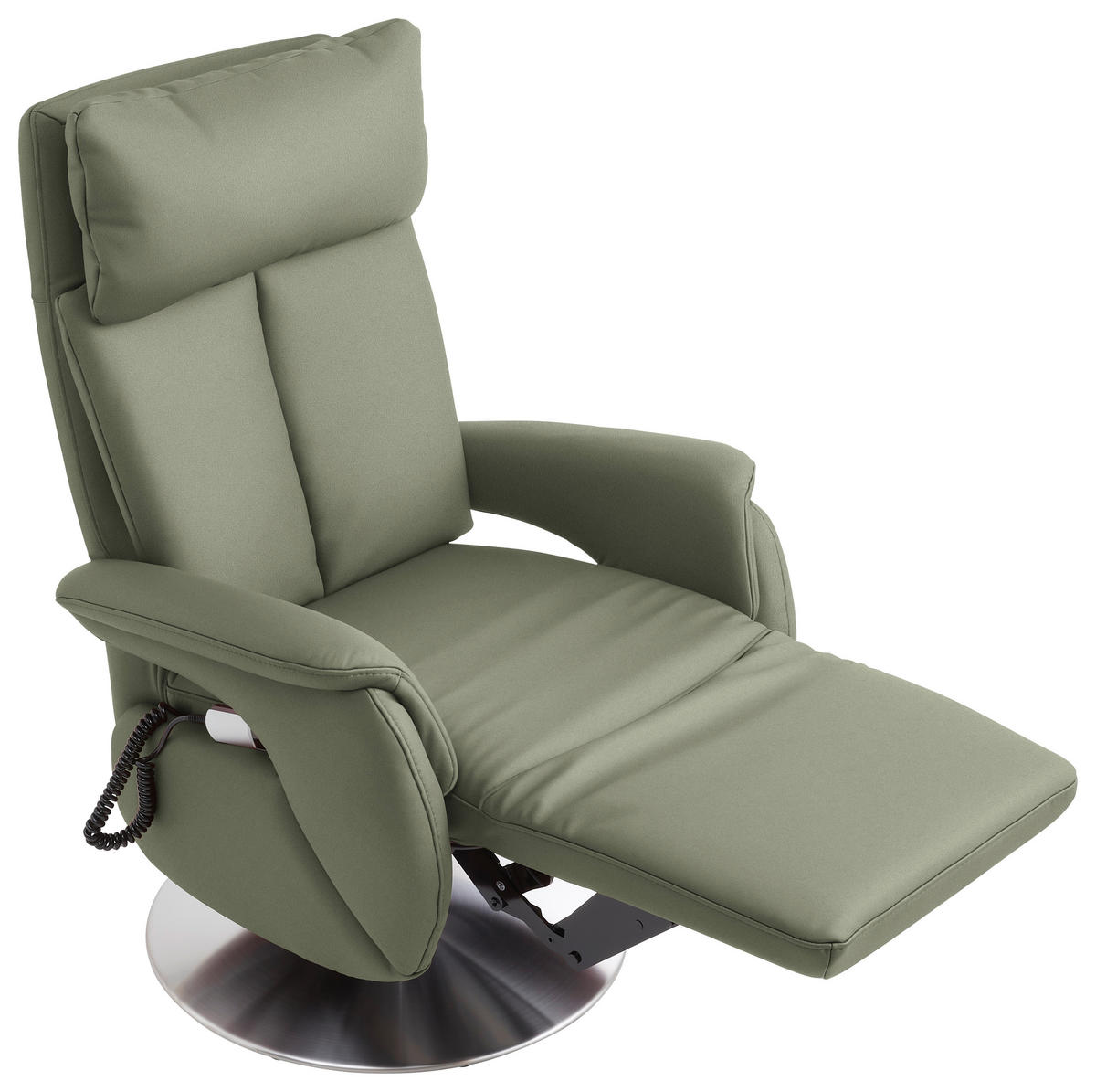 RELAXSESSEL in Leder Grün  - Edelstahlfarben/Grün, Konventionell, Leder/Metall (78/110/81cm) - Cantus