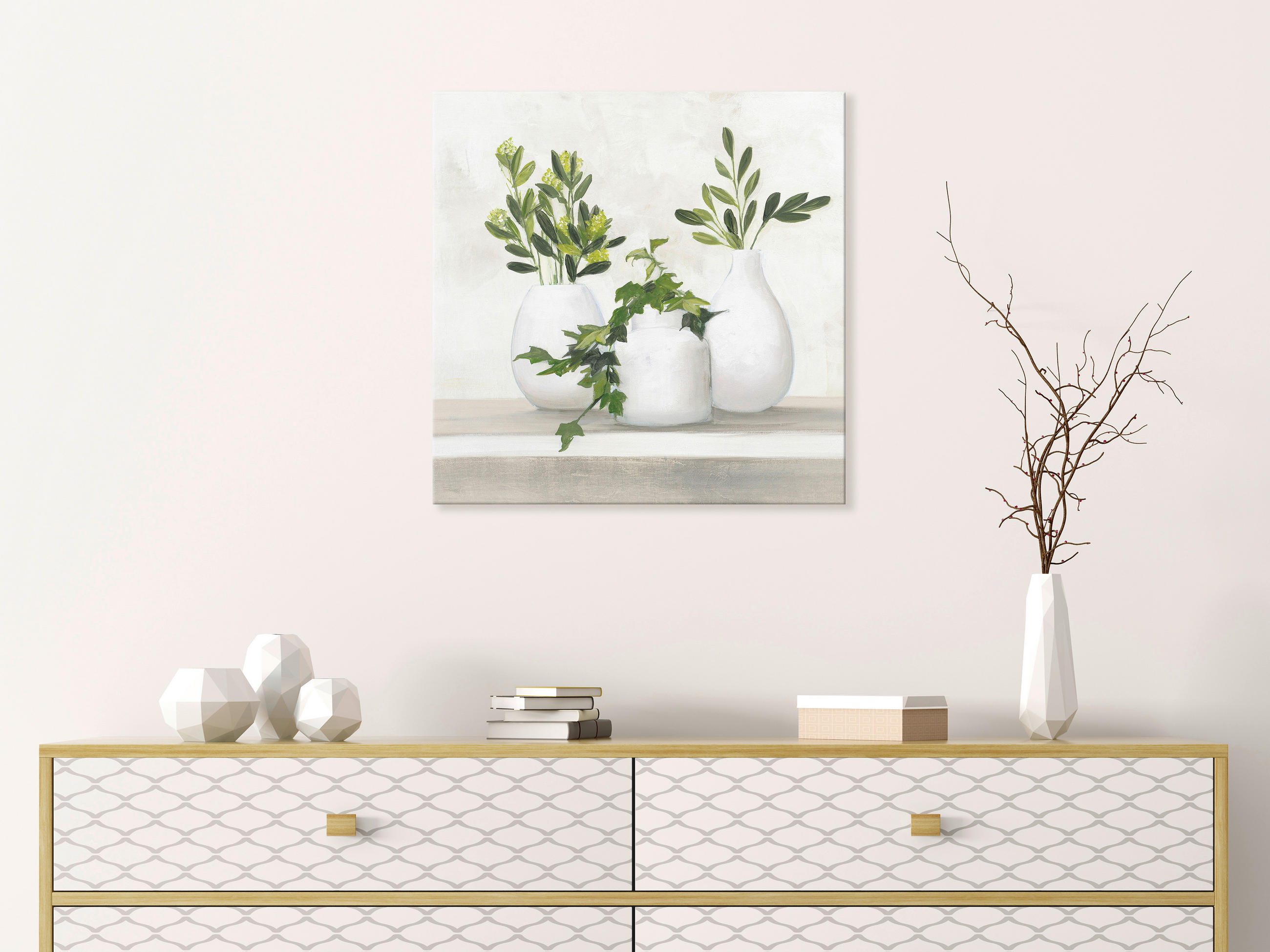 KEILRAHMENBILD Stillleben, Blumen 55/55 cm  - Multicolor, Natur, Holz/Papier (55/55cm)