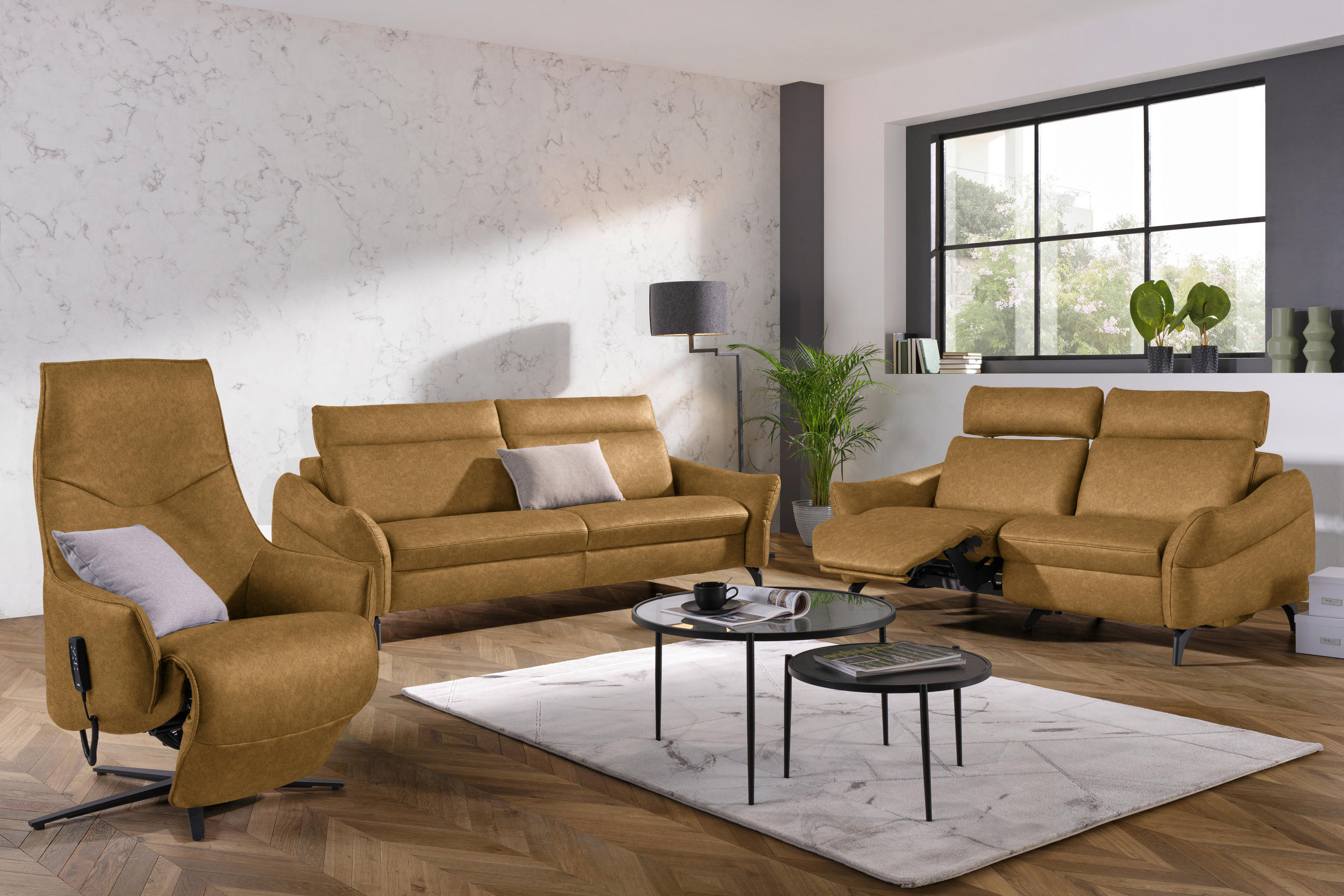 RELAXSESSEL in Leder Senfgelb  - Anthrazit/Senfgelb, Design, Leder/Metall (70/85/112cm) - Himolla Komfortklass